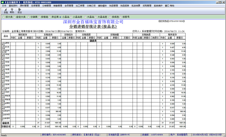 分销进销存统计表